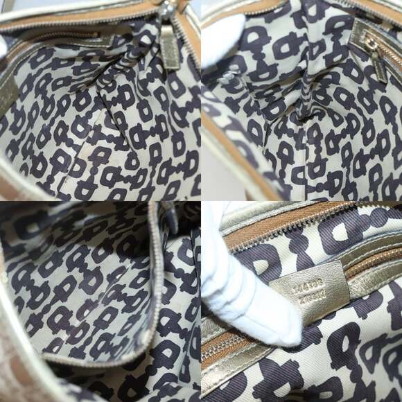 GUCCI GG Canvas Sherry Line Shoulder Bag Beige Black
